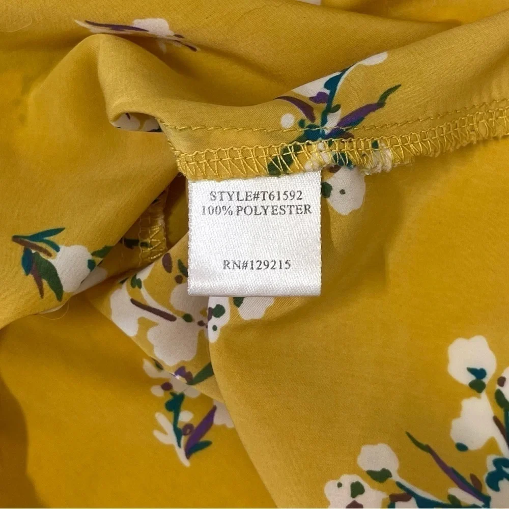 Anthropologie Comme Toi Yellow Floral Puff Sleeve Top Size Small Boho Hippie